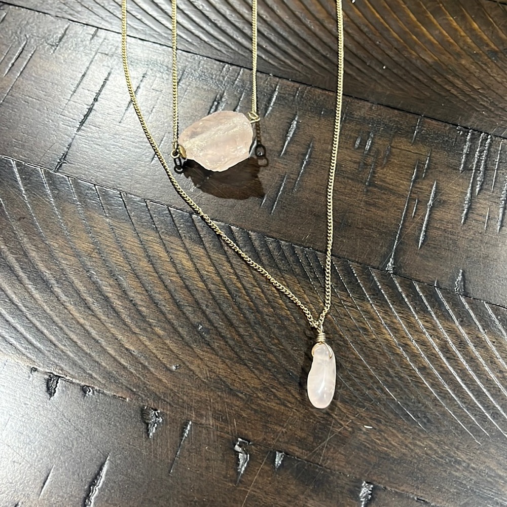 Rose quartz 2 tier fashion necklace